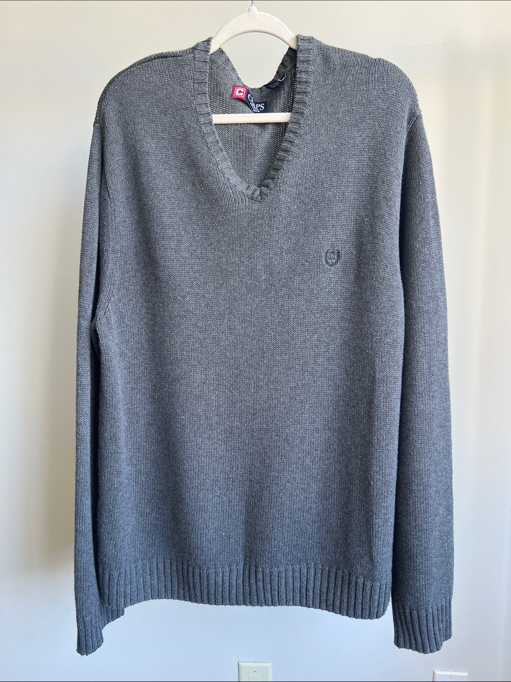 Chaps Charcoal Gray V-Neck Cotton Sweater